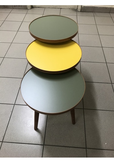 3.lü Zigon Sehpa SARI-YEŞİL 18mm 1.sınıf Mdf Lam Tabla