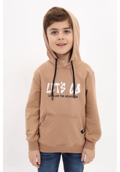 Toontoy Kids Toontoy Erkek Çocuk Relax Fit Kapüşonlu Cepli Baskılı Sweatshirt - 2 İplik Kahverengi Toontoy Kids Toontoy Erkek Çocuk Relax Fit Kapüşonlu Cepli Baskılı Sweatshirt - 2 İplik Kahverengi