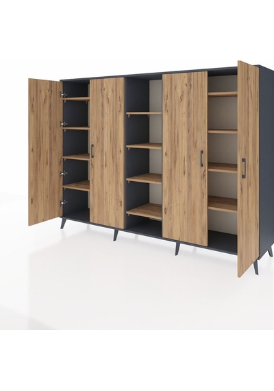 Hyperion Dolap 12 Raflı 4 Kapaklı 220x44x163 Antrasit-çam Atlas Çam - Antrasit Hyperion Dolap 12 Raflı 4 Kapaklı 220x44x163 Antrasit-çam Atlas Çam - Antrasit