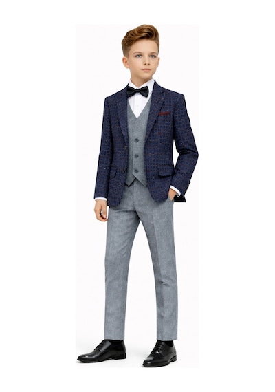Ahengim Erkek Çocuk Slim Fit Dokulu Çizgili Spor Takım Elbise Ak195-196 İndigo