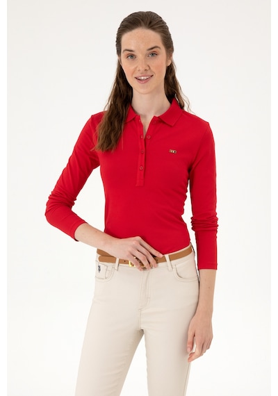 U.S. Polo Assn. Kadın Kırmızı Basic Polo Yaka Sweatshırt 50313593-VR030