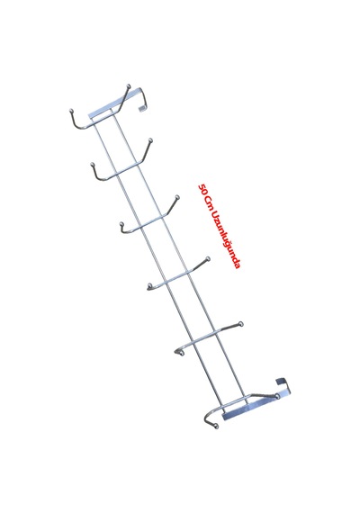 Krom Kapı Arkası Askısı 6 Lı 50 Cm Uzunluğunda Gümüş