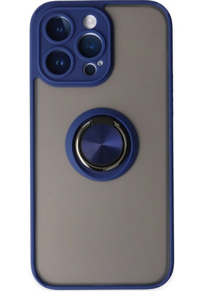 Apple Uyumlu   iPhone 14 Pro Max Kılıf Montreal Yüzüklü Silikon Kapak - Lacivert