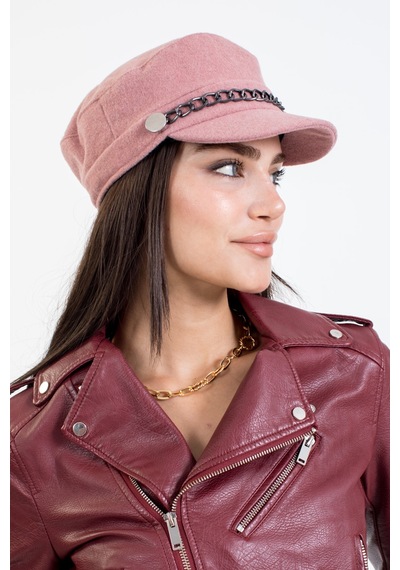 Ladycolor Kadın Kışlık Şapka Zincirli Kaşe Kaptan Pembe Lila