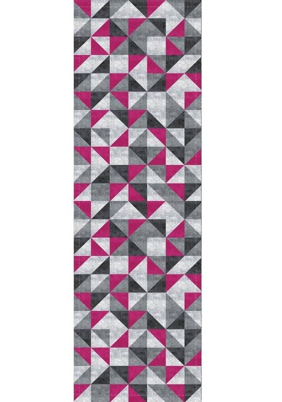 Fuşya Geometrik Desenli Premium Masa Örtüsü Runner Rnr384n11