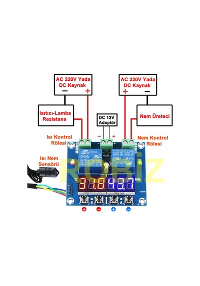 Robizstore-Xh-M452 12V Sıcaklık Nem Kontrollü Dijital Termostat Kuluçka Pet