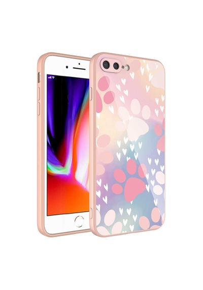 Goocamp Apple iPhone Uyumlu 8 Plus Kılıf Kamera Korumalı Desenli Sert Silikon Epoksi Kapak - No4 NO4