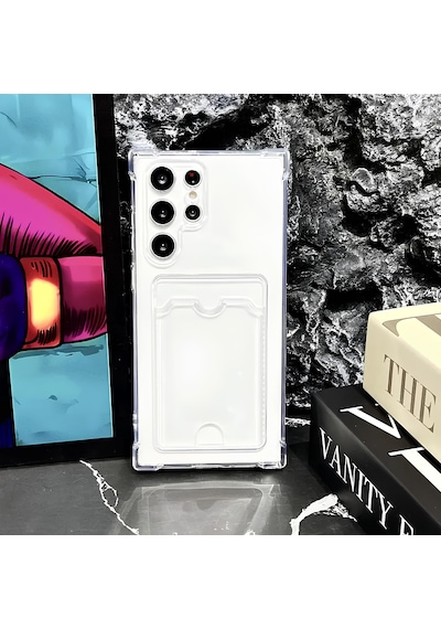 Samsung Galaxy S23 Uyumlu Kartlıklı Kılıf Kamera Korumalı Anti Şok Şeffaf Kapak Şeffaf