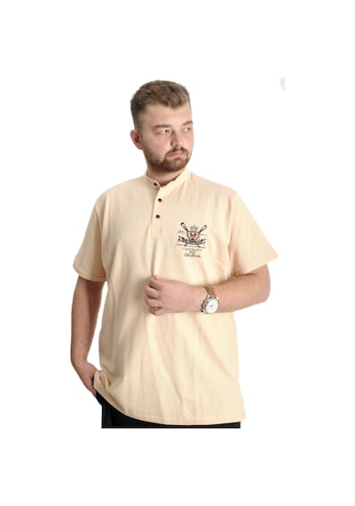 Mode Xl Büyük Beden T-Shirt Hakim Yaka Yatching 22327 Bej 001 Mode Xl Büyük Beden T-Shirt Hakim Yaka Yatching 22327 Bej 001