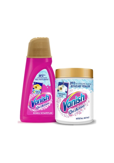 Vanish Oxi Action Deterjan Güçlendirici ve Leke Çıkarıcı Sıvı Renkliler 1 L + Toz Kristal Beyaz 480 Gr