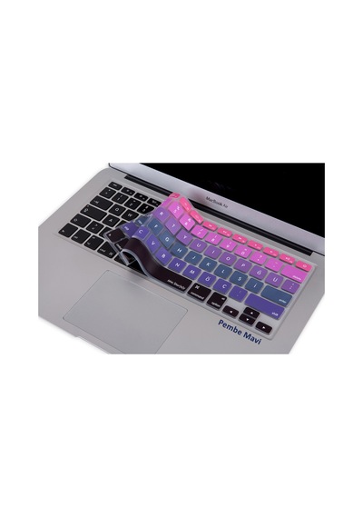 Apple Uyumlu MacBook Air Pro Klavye Koruyucu Us To Tr Ombre Eski Usb Li Model 2008/2017 Yılı İle Pembe Mavi