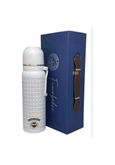 650ml Lisanslı Çift Katlı Paslanmaz Çelik Termos 8 Saat Sıcak Soğuk Hediye Kutulu Beyaz 50 x 22