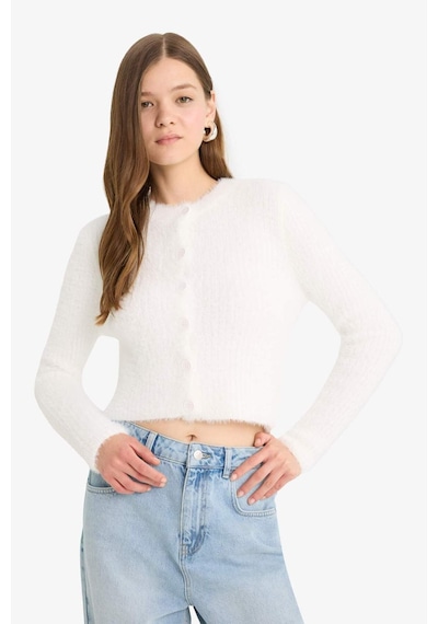 Defacto Coool Slim Fit Dar Kesim Bisiklet Yaka Triko Hırka Z9318az25wner98 Ekru