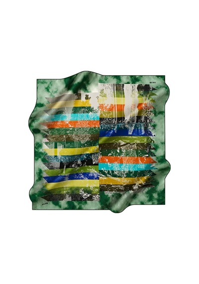 Aker 90x90 Ipek Krep Saten Eşarp - Yeşil