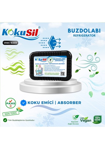 Kokusil Buzdolabı Koku Giderici Ve Koku Emici Doğal Aktif Karbon Siyah