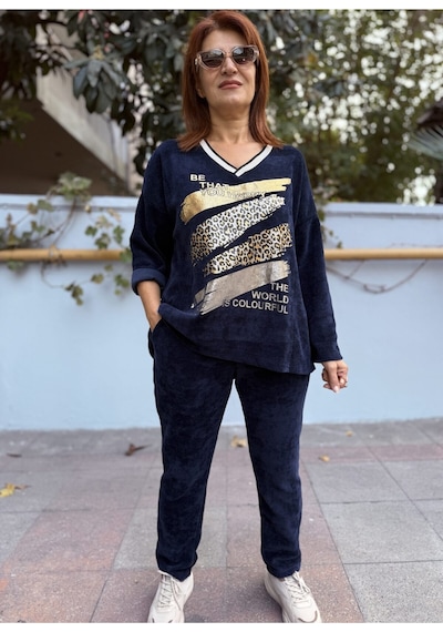 Denizege İtalyan Kadife Takım Lacivert Lacivert