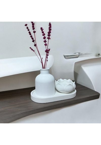Bernami Mumluk Şamdanpinterest 3 Lü Set Organizer Tabak Dekoratif Vazo Lotus Çiçeği Mumluk & Dekor Süs Eşyaları Diğer