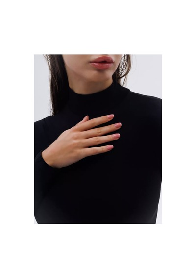 Lirona Soft Pamuk Fit Kesim Tesettür Body, Dik Yaka, Boğazlı Body, Kanca SIYAH