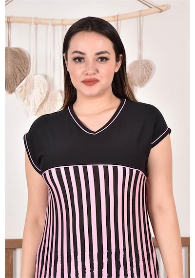 Dip Moda Kadın V-yaka Büyük Beden Elbise Dpaysl86 Pudra