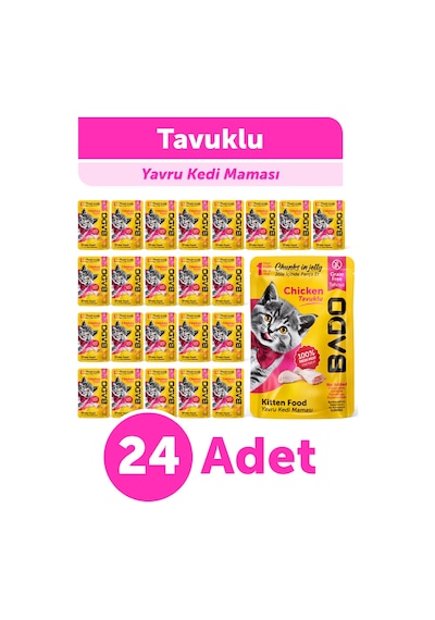 Bado Yavru Yaş Kedi Maması Tavuk Etli 85gr 24'lü