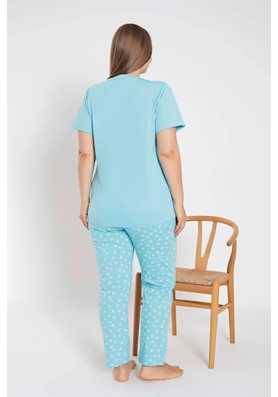 Senfoni Kadın Büyük Beden Bisiklet Yaka Kısa Kol Pamuklu Pijama Takımı 6083 -1 Adet Turkuaz Senfoni Kadın Büyük Beden Bisiklet Yaka Kısa Kol Pamuklu Pijama Takımı 6083 -1 Adet Turkuaz