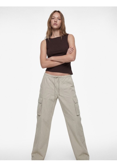Koton Slim Fit Asimetrik Kesim Kolsuz Kayık Yaka Bluz Kahverengi 6sal30049ık Kahve