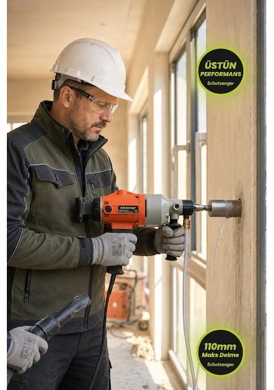 Profesyonel Karot Makinesi Sulu Sistem 110mm 2080w Motor Soğutmalı Sistem Beton Delme