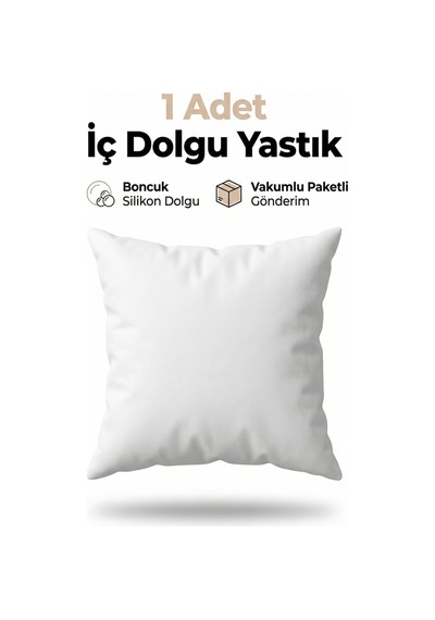 Puffyform Premium Boncuk Silikon Kırlent İç Yastığı 45x45 Cm 350 Gr Dolgun Yıkanabilir Beyaz
