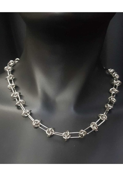 Vog Vip Çelik Xuping Punk Rock Dikenli Düğüm Unisex Hip Hop Kısa Yaka Boyun Zinciri Choker Beyaz