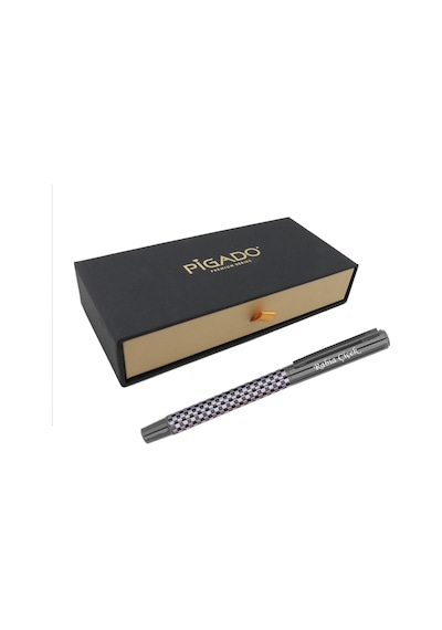 Pigado İsme Kişiye Özel Dama Desenli Metal Roller İmza Kalemi
