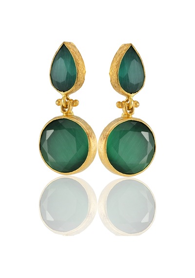 Kadir Jewellery 22 Ayar Altın Kaplama Vintage Küpe -el İşçiliği Ve Hipoalerjenik Küpe Koyu Yeşil 67369608