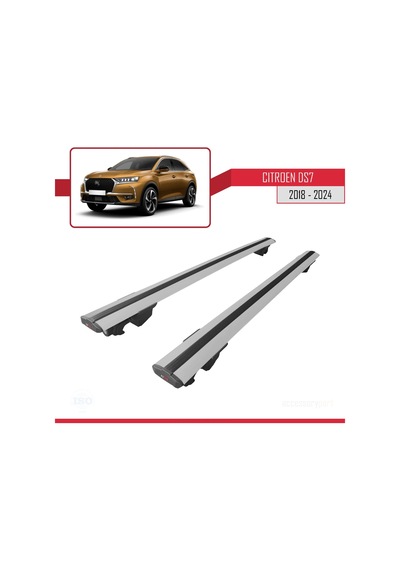 Citroen Ds7 Crossback 2018 Ve Sonrası İle Uyumlu Hook Model Anahtar Kilitli Ara Atkı Tavan Barı Gri