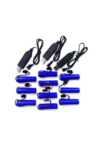 3.7 Volt 800 Mah Oyuncaklar İçin Uyumlu Şarjlı Piller- 10 Adet Pil Ve 3 Adet Şarj Aleti