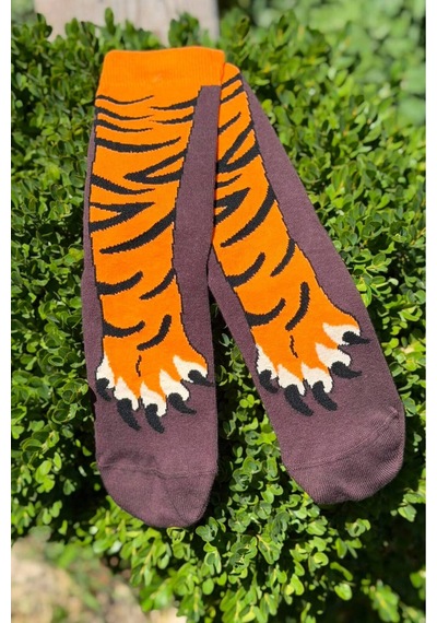 Lousocks Unisex Kaplan Pençe Desenli Soket Çorap Kahverengi