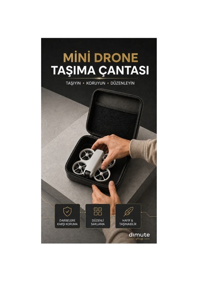 Mini Drone Taşıma Çantası Fermuarlı Koruyucu Aksesuar Saklama Çantası 20x16x4 Cm - 909611519