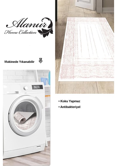 Dekoreko Kaymaz Taban Djt Mutfak Halısı Trend Modern M5076 Pembe