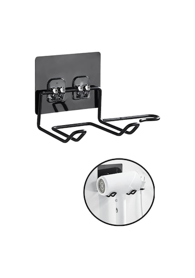Ergonomik Yapışkanlı Siyah Fön Makinesi Tutucu Askı Çok renkli