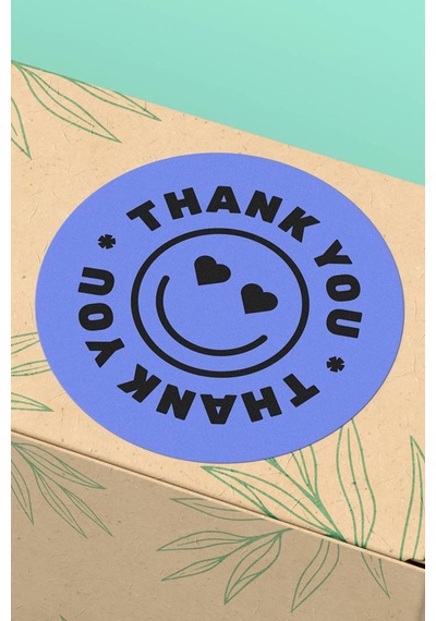 Mavi Smiley Thank You Sticker 3x3cm St2329 Çok Renkli