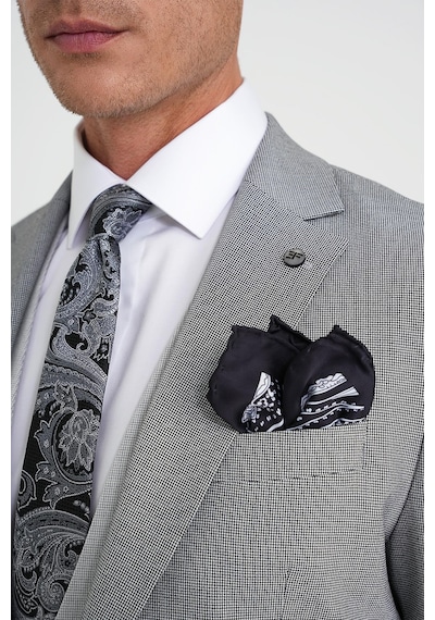 Efor Slim Fit Fleto Cep Pötikare Desenli Yelekli Siyah Takım Elbise Tk 922 Siyah