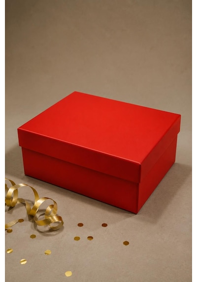 Kolix Kırmızı Hediye Kutusu 25x19x8 Cm Premium Kapaklı Hediye Ambalaj Kutusu