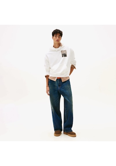 Tommy Hilfiger 90s Washed Photo City Erkek Beyaz Sweatshirt Dm0dm22090 Beyaz