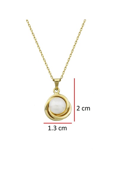 Tektaş İnci Altın Kolye - 14 Ayar Sarı
