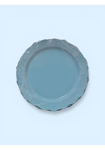 Premium Mavi Sert Plastik Sunum Tabağı 6 Lı - Baby Shower Ve Doğum Günü Tabağı Açık Mavi