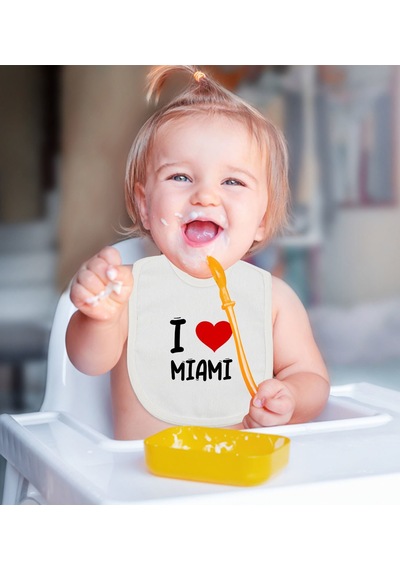 BK Kids I Love Miami Tasarımlı Bebek Mama Önlüğü - Model 1