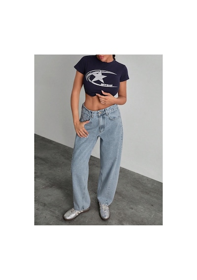 Kene Jeans Buz Kar Ön Detaylı Yan Parçalı Baggy Jeans Kot/denim Pantolon Buz Kar