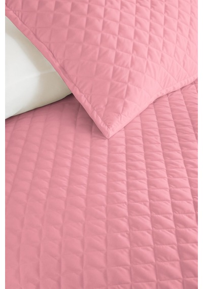 Pembe Pastel Genç Odası Tek Kişilik Pike Takımı - Modern Kapitone 160x220 Cm Mevsimlik Yatak Örtüsü Perde Kil Serinliği