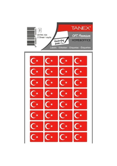 Tanex Bayrak Sticker 22x16mm 2li Byrk-104 Paketli - 3 Adet Kırmızı