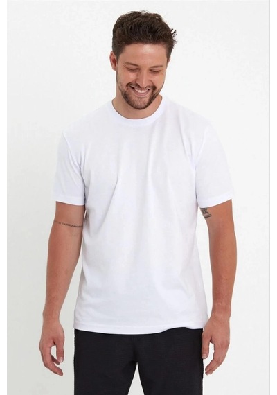 Barlashive Erkek Düz T-shirt Kısa Kol Bisiklet Yaka Regular Fit Rahat Kalıp Günlük Tişört - Beyaz Çok Renkli
