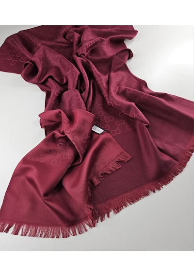 Miorel Scarfs İnce Kumaş G Desen Pamuklu Şal Yün İpek Şal 4 Mevsim Çift Taraflı Bordo