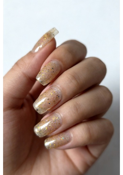 Altın Simli Kalıcı Oje - Nail Art Oje - Tpo İçermez - Glıtter Gel Polısh G5 60-g5